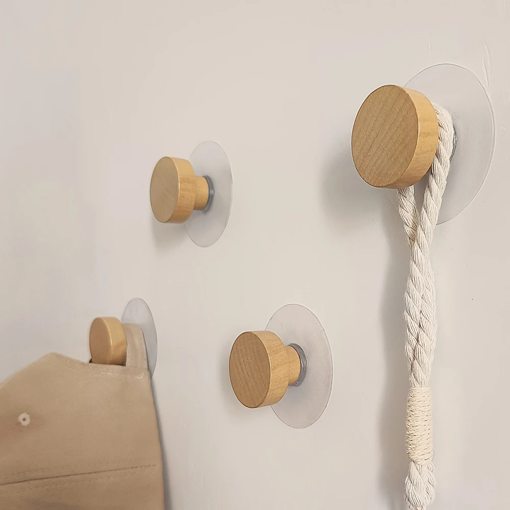

Wooden Hat Hooks Sticky Hat Hanger Wall Rack Mounted Coat Hanging Bathroom Hooks Stick On Door Closet Cabinet Wardrobe Entryway