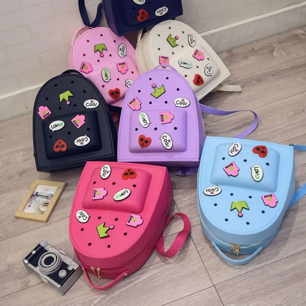 Cartoon Adjustable Straps Silicone Backpack Zippered Soft Schoolbags Waterproof Durable Kindergarten Knapsack Student