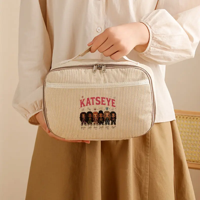 KATSEYE World Tour Corduroy Lunch Bags Suitable for School Work Camping and Everyday Use Insulated Tote Bags K-Pop Fan Gifts