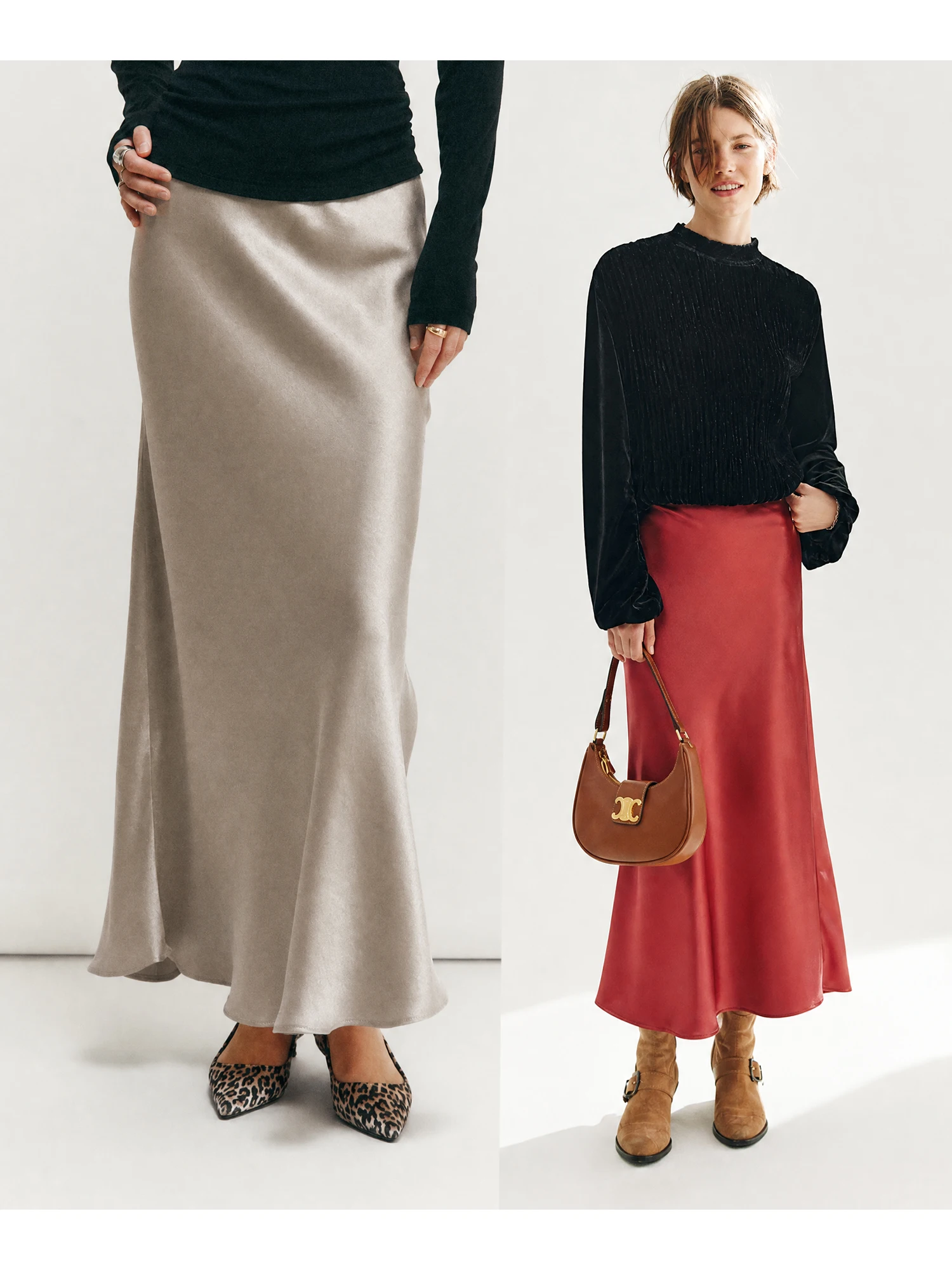 Silky Smooth Anti-Wrinkle Drapey High Waist A-Line  Skirt Satin Fish Tail Skirt Commute Style Simple Polyester Fiber