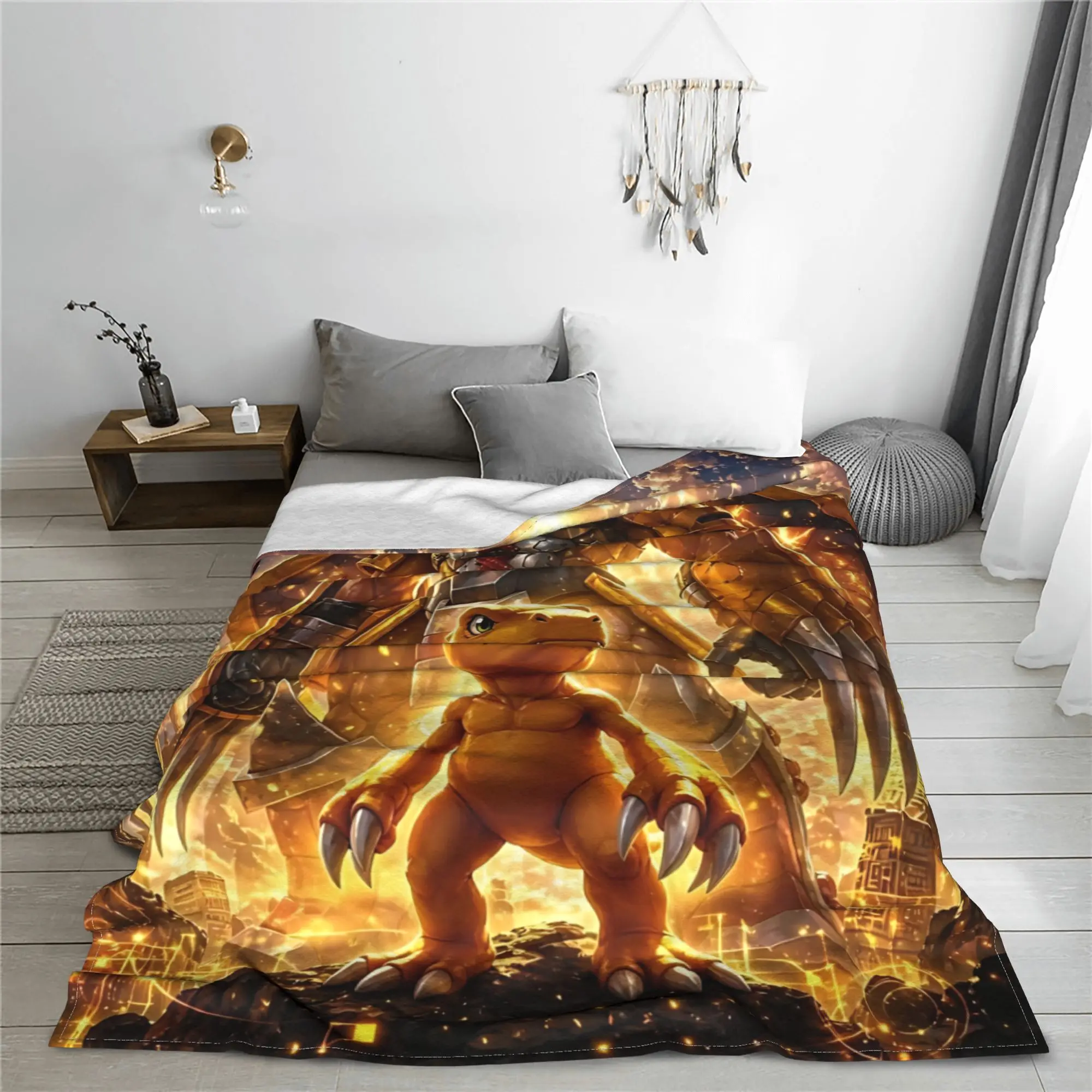 1PC Home Digimon Adventures  Blanket Throw Super Cosy Plush Living Room Sofa