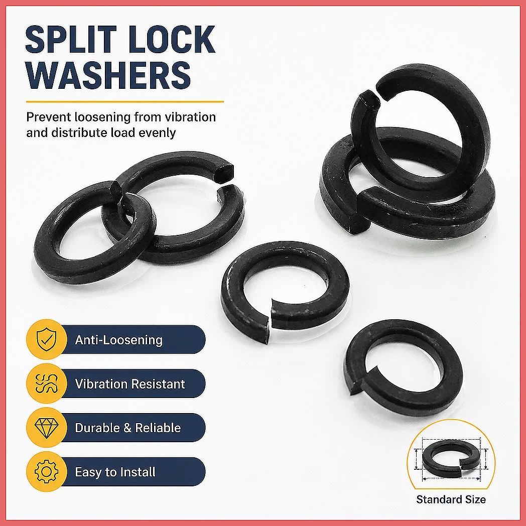 M2-M24 DIN127 GB93 Black Grade 8.8 Steel Spring Washer Split Lock Elastic Gasket Assorted Kit