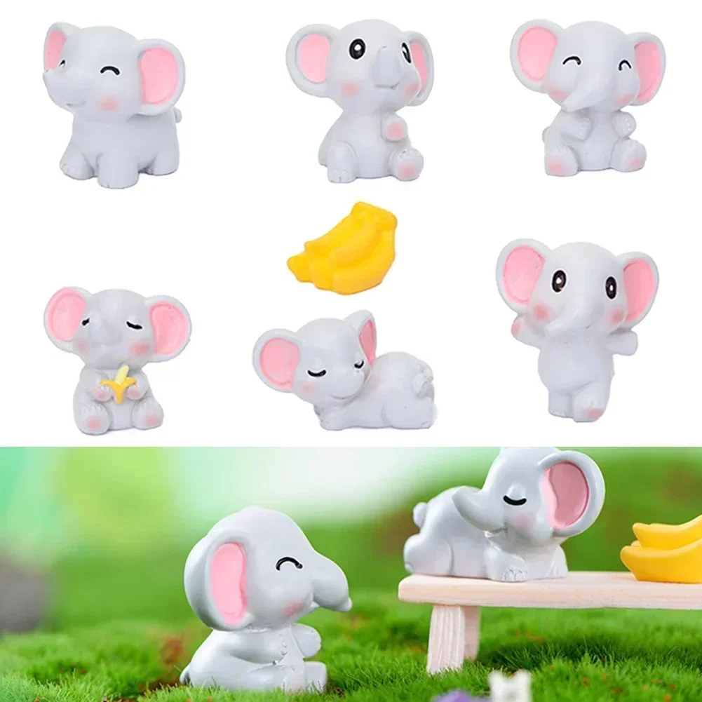 Resin Elephant Ornaments Animal Garden Figurines Micro Landscape Decoration Resin Bonsai Doll House Fairy Tale Garden Ornaments