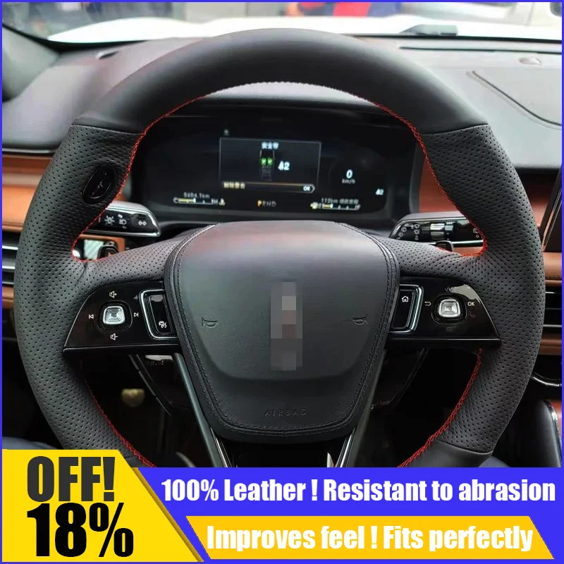 

Leather Car Steering Wheel Cover Fit For Lincoln Aviator Continental Nautilus MKC MKX MKZ Microfiber Diy Auto Car Accessories