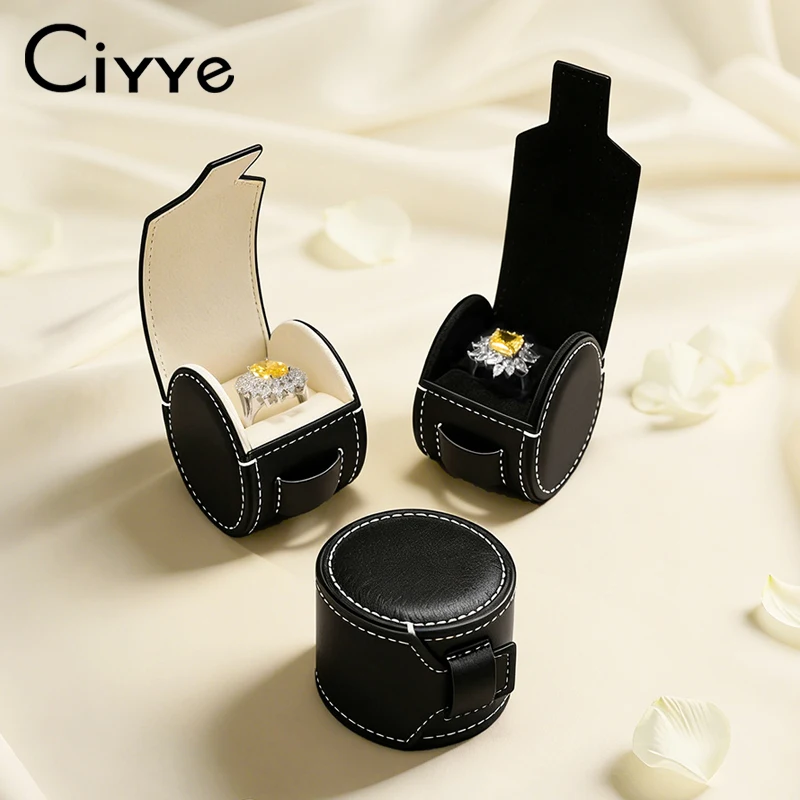 

Ciyye High-end PU Leather Ring Bag Jewelry Organizer Portable Travel Jewelry Storage Display Box Men's And Women's Ring Gift Box