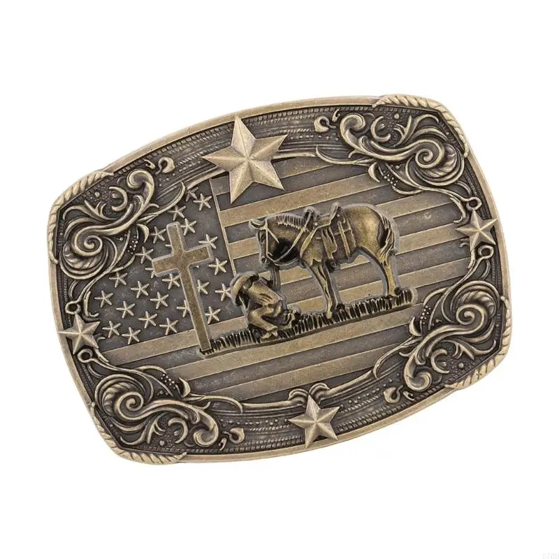 270D Punk เข็มขัดโลหะหัวเข็มขัด Golden Horse เข็มขัดหัวเข็มขัด DIY อุปกรณ์เสริมสำหรับ Unisex