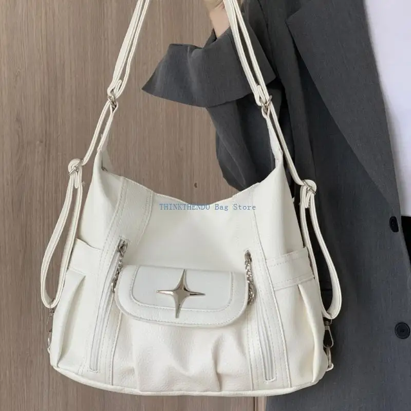 

340D Elegant Backpac PU Leather Shoulder Bag Large Handbag for Students and Commuters