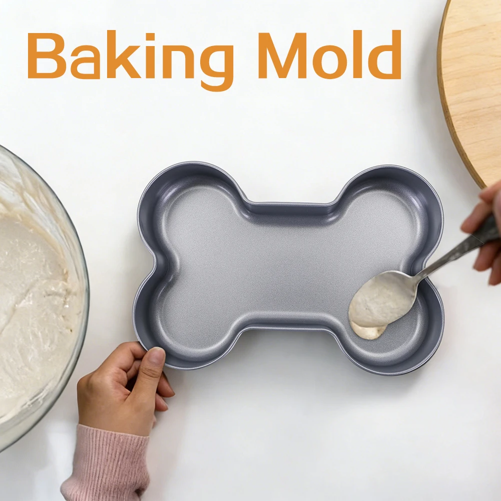 Cartoon Dog Bone Cake Cookie-Mold Food Grade Silicone Dog Bone Baking Pan Non-Stick Easy To Demold For Puppy Birthday Cake