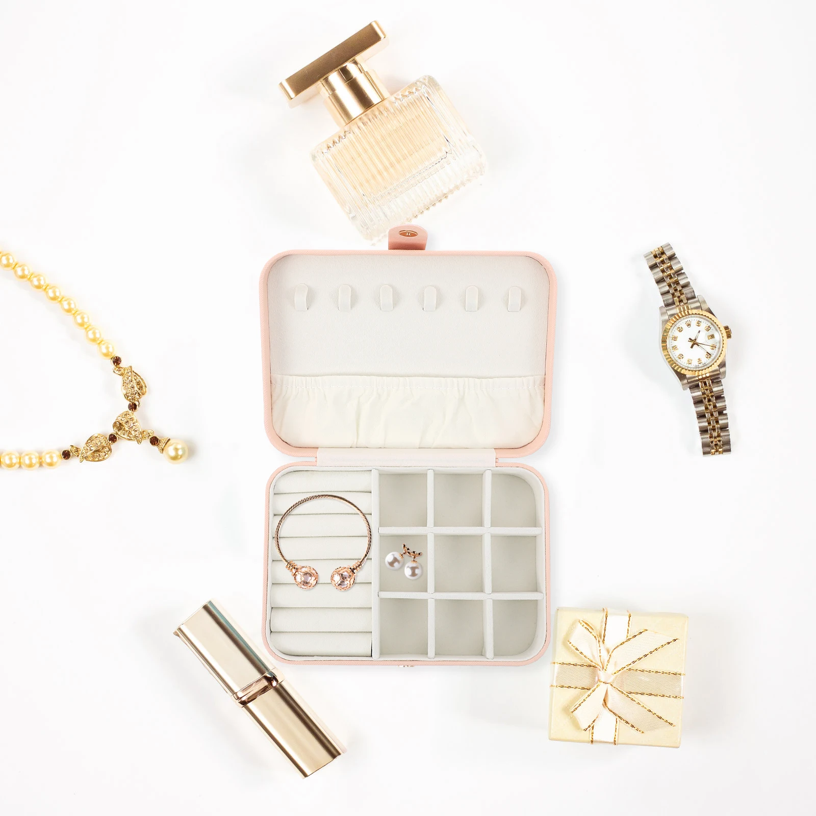 

1Pc Elegant Jewelry Organizer Box Case For Necklaces Bracelets Earrings Storage Decorative Dressing Table Accessory