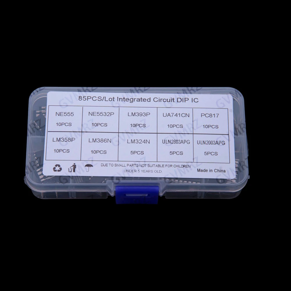 10Values ​​85PCS Integrated Circuit LM324 NE555 LM324 LM358 Chip IC Kit DIP NE555 Single Precision Timer LM386 PC817