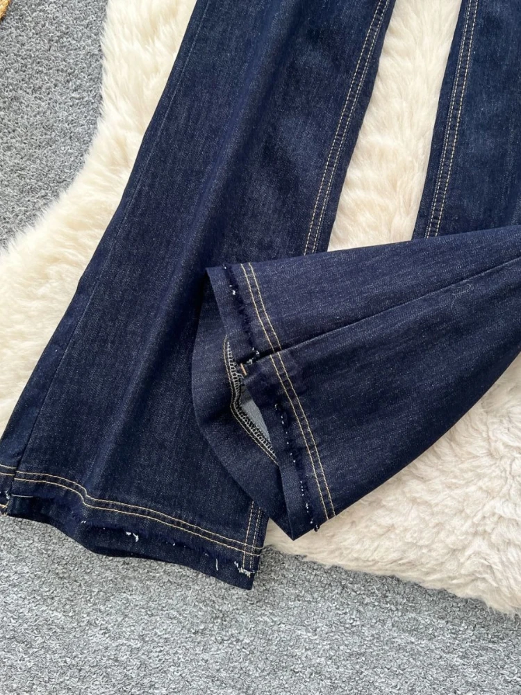 American style micro flared pants women in spring 2026 new heavy industry high waist slimming wide leg straight leg jeans