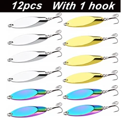 12pcs 1.5g-60g Metal Sinking Fishing Lures Spoon Jigging Lure Artificial Hard Bait Trout Bass Sea Lure Saltwater Fishing Tackle