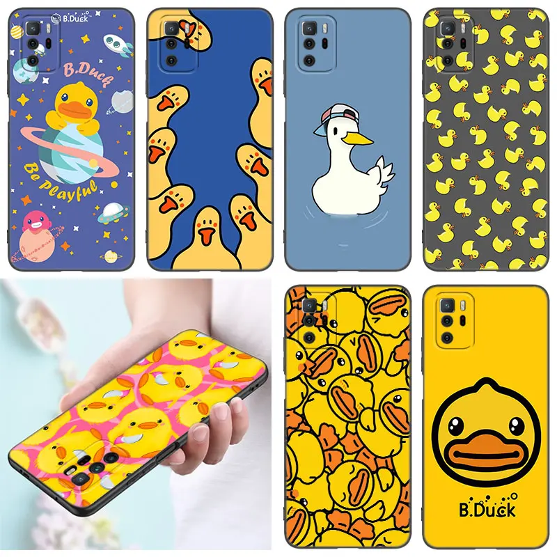 Cute Cartoon Duck Yellow Black Silicone Phone Case For Xiaomi Redmi Note 9 10 11 12 13 Pro Plus 11S 4G 11T 5G 9S 10S 12S