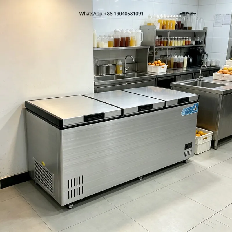 Horizontal Refrigerator Commercial Freezer 2400*900*850 Digital Display Direct Cooling R290 Top Open Chest Freezer