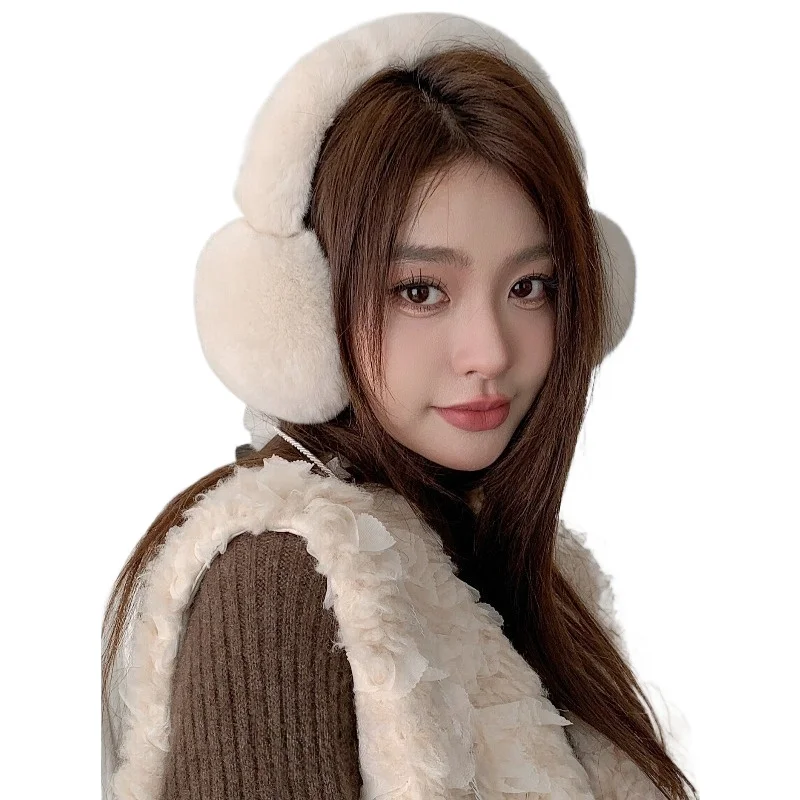 Whole skin Rex rabbit hair earmuffs, fur real hair earmuffs, winter warm ear covers, women's ear bags