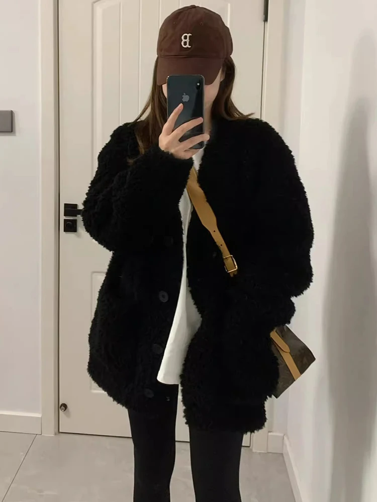 블라 양털 자켓 여성 캐주얼 가을 겨울 고급스러운 느낌의 매우 아름다운 한국 스타일 아우터웨어