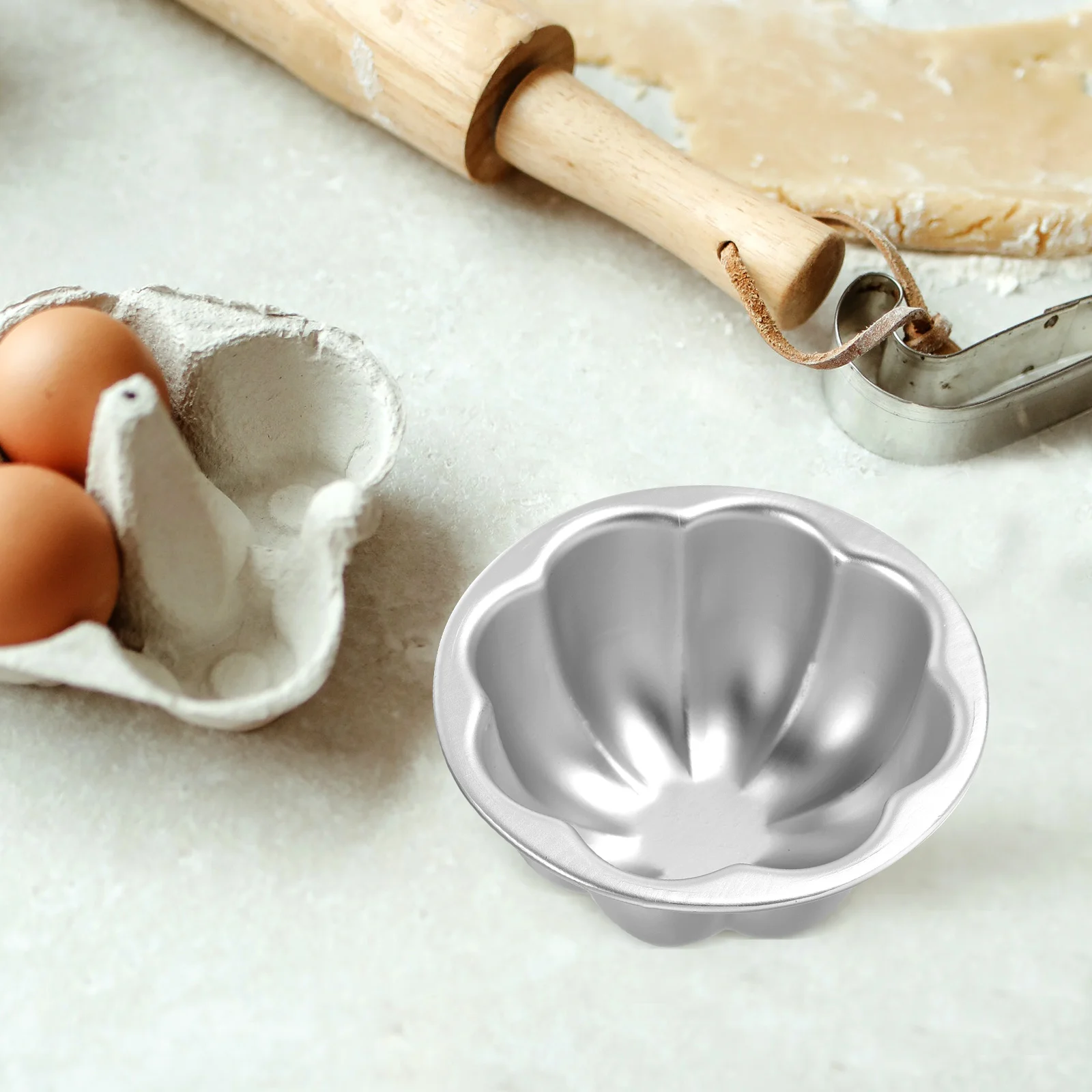 

6 Pcs Egg Tart Mold Cake Pans Creme Brulee Bowl Aluminum Alloy Pudding Making Molds