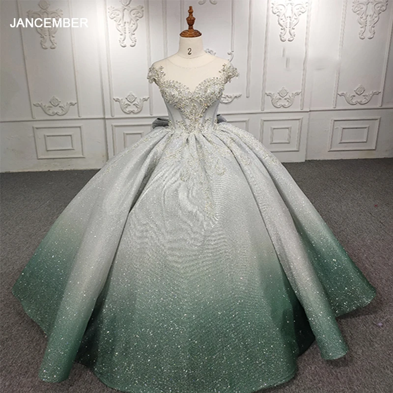 

Элегантное платье Quinceanera, новый дизайн 2023, милое атласное бальное платье с короткими рукавами и кристаллами, вечернее платье с бантом Quinceañera