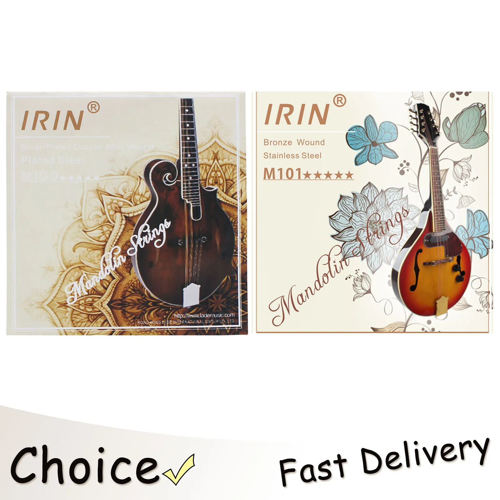 IRIN 8pcs Mandolin Strings Set Plated Steel Silver-Plated Copper Alloy Wound Strings Beginner Professional Mandolin Accessories