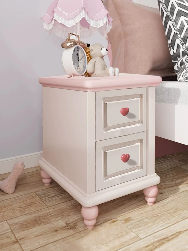 For  Pink Solid Wood Nightstand 10/15/20cm, Mini Bedside Storage Cabinet for Small Space Girls Room