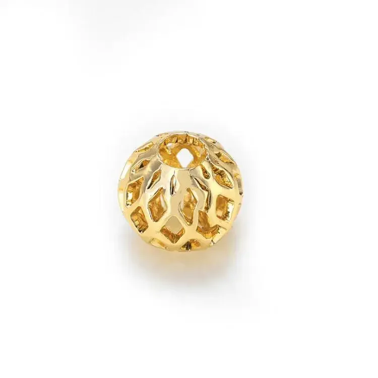 10PCS 4mm 5mm 6mm 8mm 10mm 14k Gold Color Plated Brass Metal  Hollow Spacer Beads High Quality Diy Jewelry Accessories