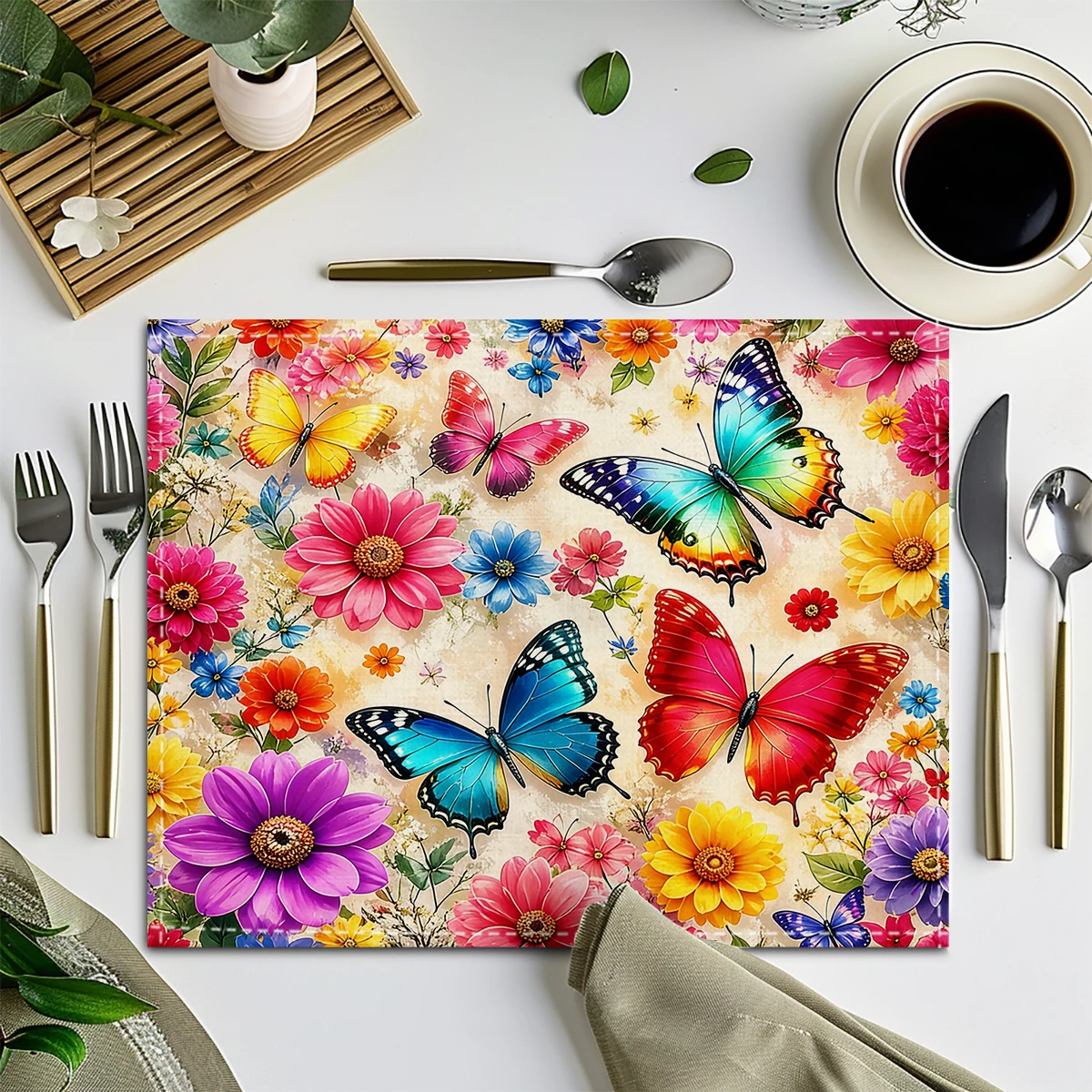 Ethereal Angel Pattern Polyester Placemat - Decorative Dining Table Mat, Stylish Artistic Table Decor for Home Daily Use