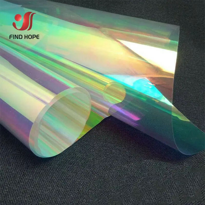 A4 Multicolor Iridescent Holographic Clear Transparent PVC Fabric Leatherette Laser Rainbow Film Vinyl Craft Bag Earring DIY Bow