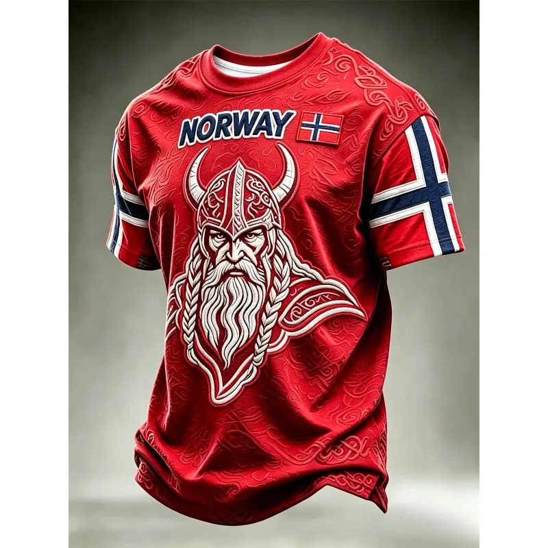 Unisex 3D All‑Over Print Norway Inspired Viking Warrior Inspired Football Jersey Norwegian Pattern Casual Sport Fan Graphic Top