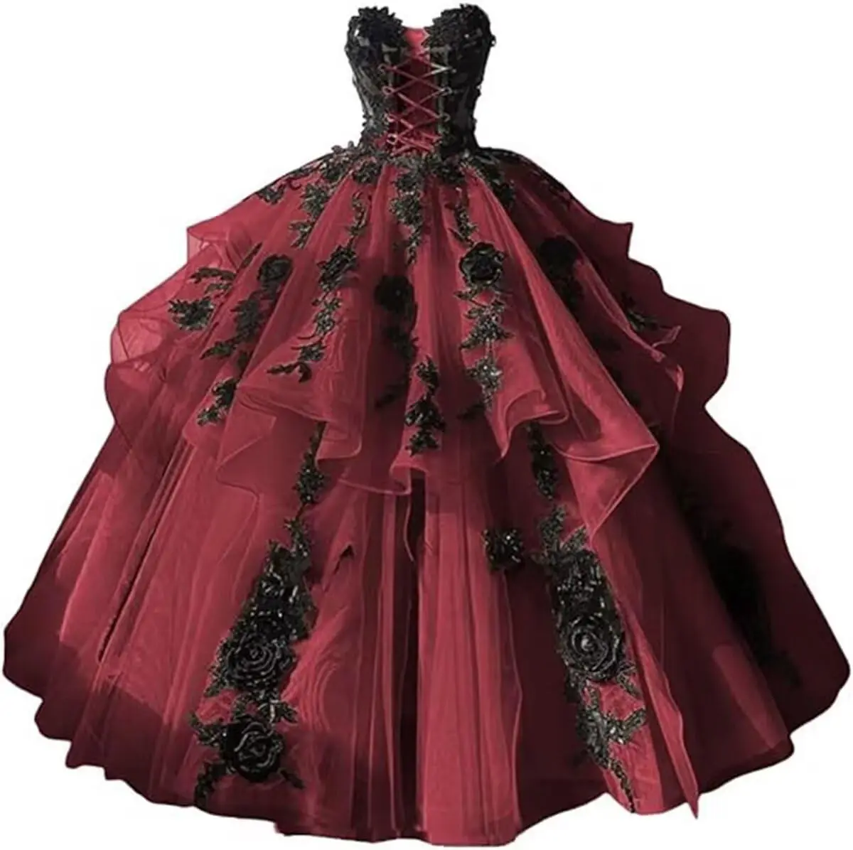 فساتين KIVARY النسائية القوطية المزينة بحفلات Quinceanera بدون حمالات لحفلات الزفاف والحفلات الراقصة