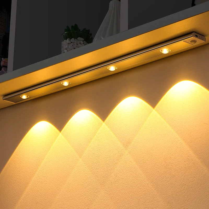 Luz LED con Sensor de movimiento, lámpara inalámbrica, ultrafina, USB, para armario de cocina, dormitorio, armario, iluminación interior, luz nocturna