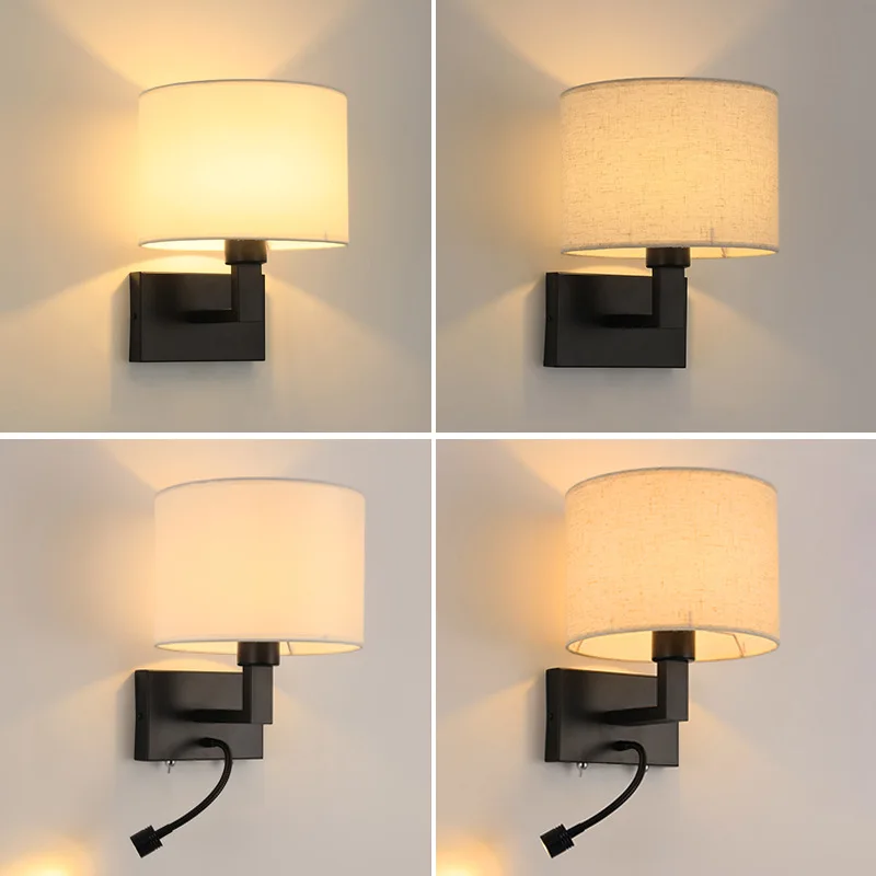 Modern Bedside Wall Lâmpada LED, Tecido Sconce Sutiã, Sala, Quarto, Corredor, Escada, Corredor, americano, europeu, novo