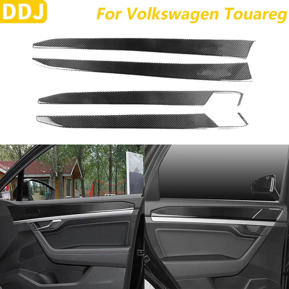 

For Volkswagen Touareg 2019-2026 Carbon Fiber Front Rear Inner Door Panel Cover Trim Car Accessories Interior Decoration Sticker