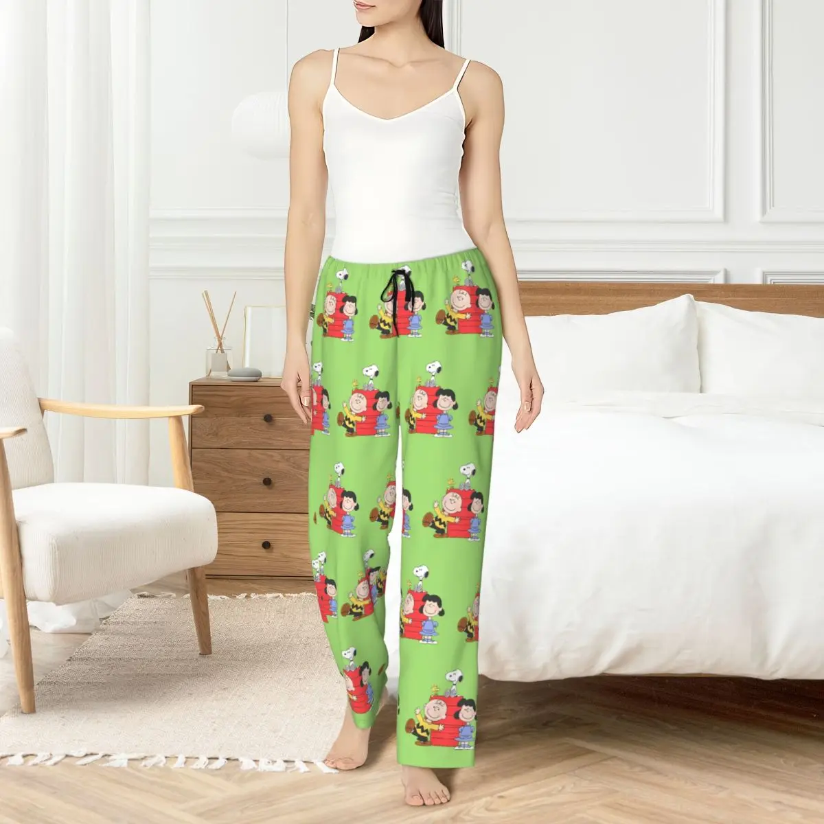 

Custom Print S-Snoopys Pajama Pants Womens Cute Cartoon Sleep Sleepwear Bottoms with Pockets