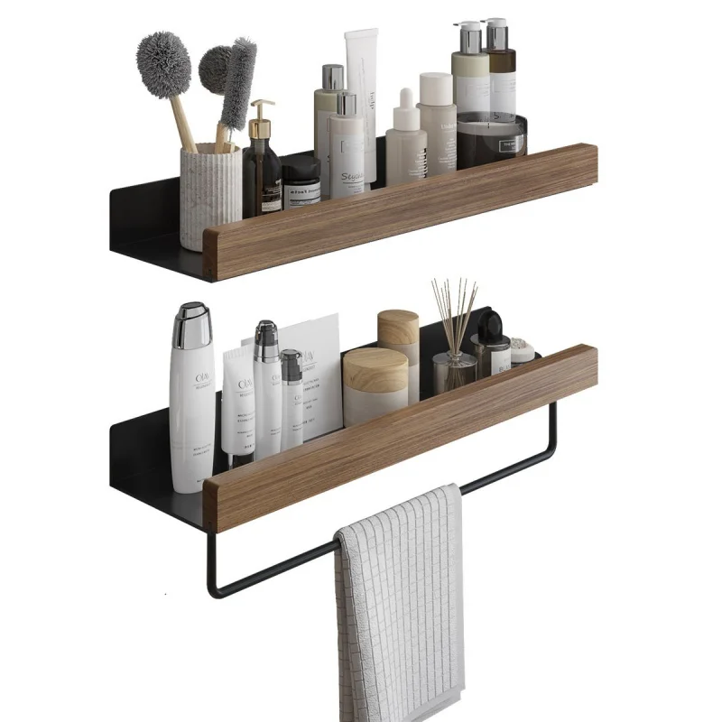 

Держатель для хранения в ванной комнате из орехового дерева, алюминиевая полка для ванной комнаты, настенный держатель для душа в ванной, кухонная полка для хранения