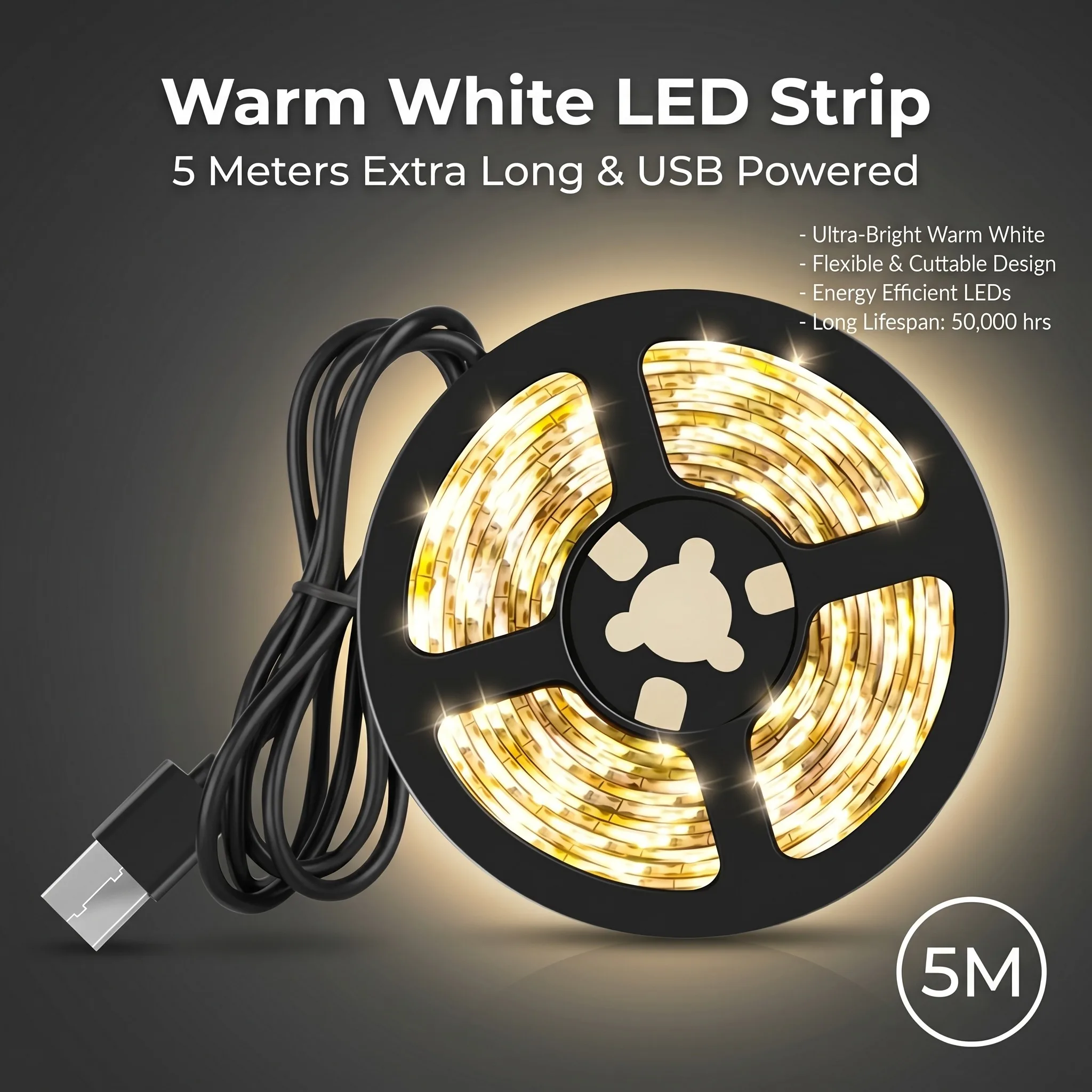 5M USB LED Strip Lights Lights Aesthetic Room Decor TV Ambient Lighting Waterproof LED Tape Bedroom Kitchen Christmas Decor
