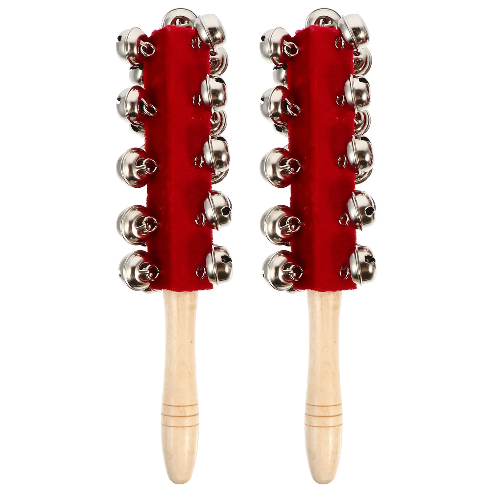 2 uds juguetes de campana de mano para niños pequeños instrumento de percusión Navidad música de escritorio roja niño