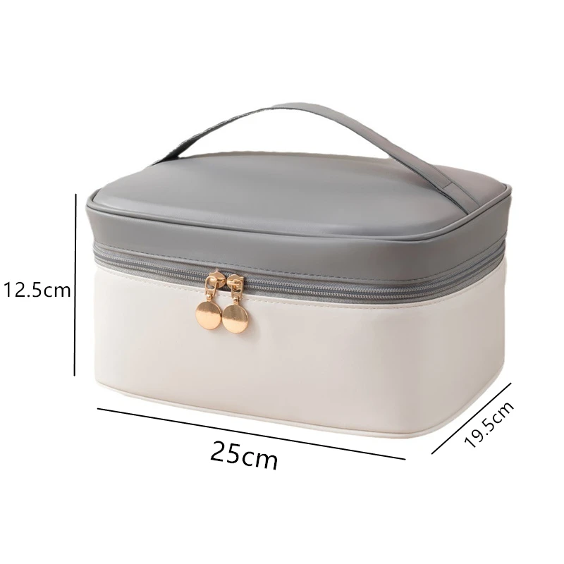 Borsa cosmetica con scomparto in PU borsa da toilette a strati di grande capacità borsa da viaggio portatile contenitore per trucco impermeabile per