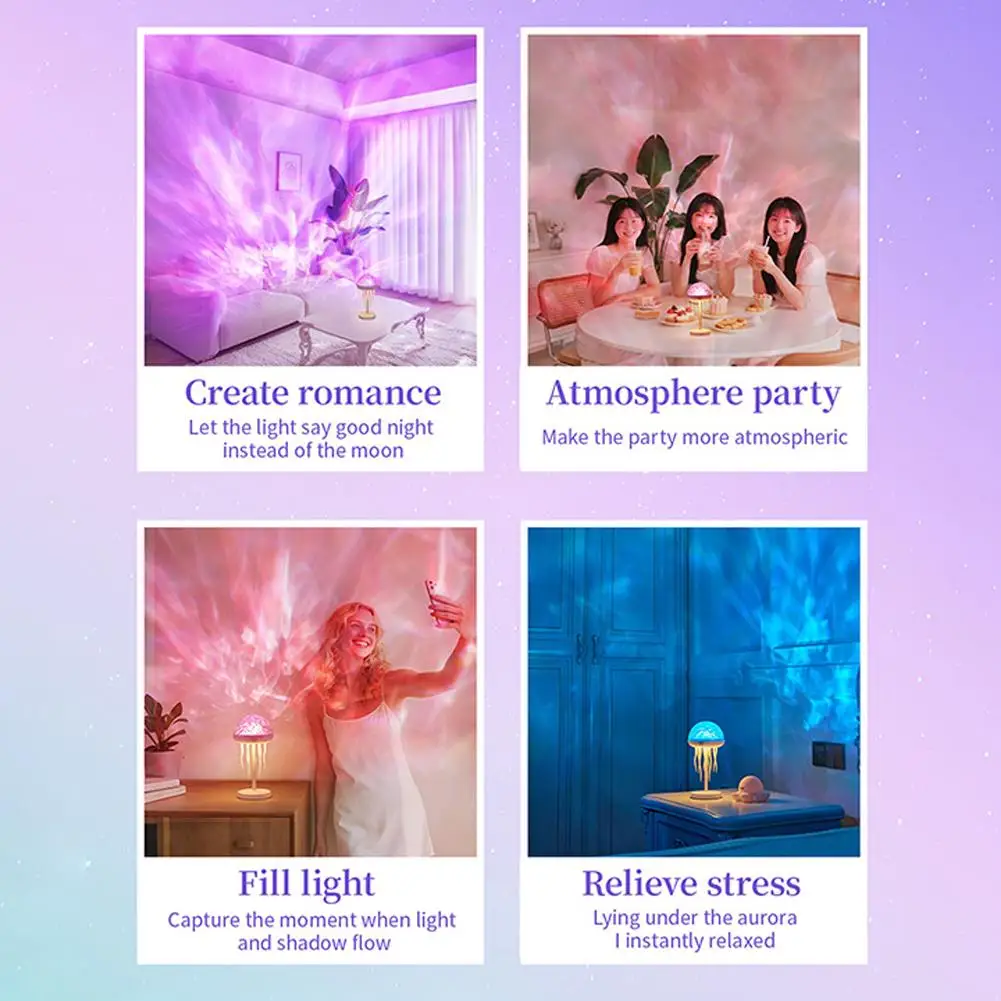 جهاز عرض المحيط قنديل البحر اثنين في واحد وإضاءة ليلية مع جهاز تحكم عن بعد، مصباح طاولة، مصباح ليلي مصباح بروجيكتور قنديل البحر