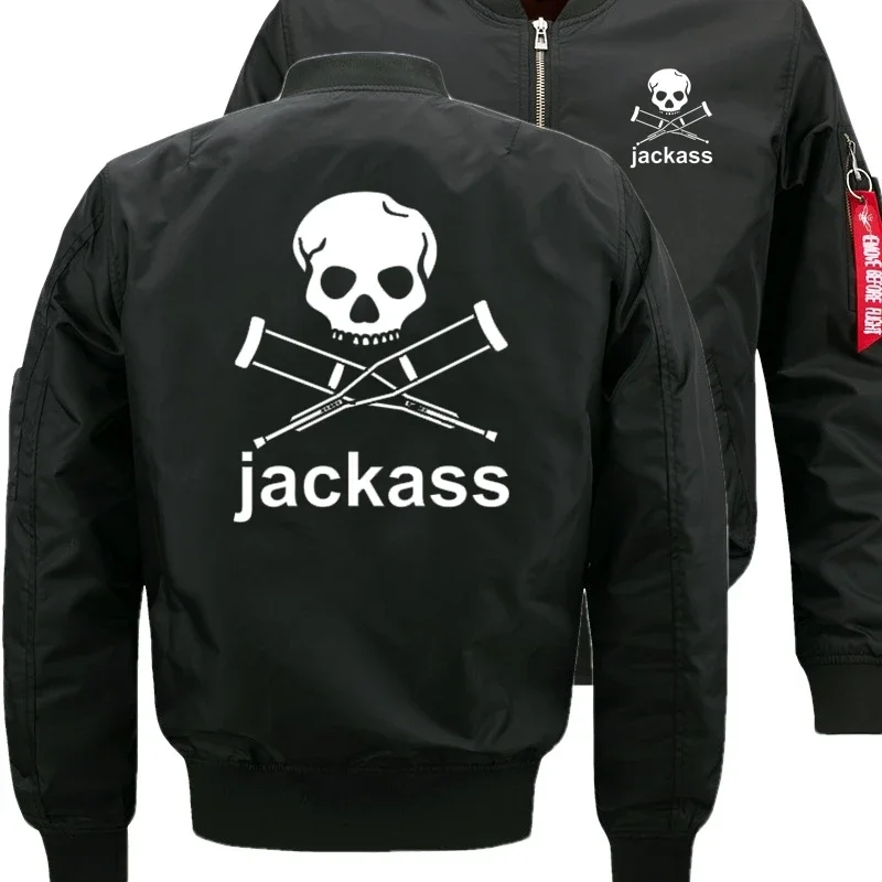 

Selling New Jackass Forever Logo Printed Custom Made Men Zipper Flight Suit Jacket Top Cotton Comfortable Jackets Man Sportswear