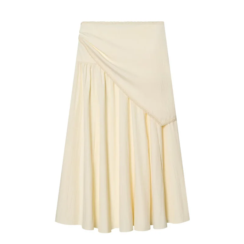 Women's Skirts 2026 New Fashion Spring Summer Beige Fluffy Scarf Midi Skirt for Women Chic Personality Female Skirt
