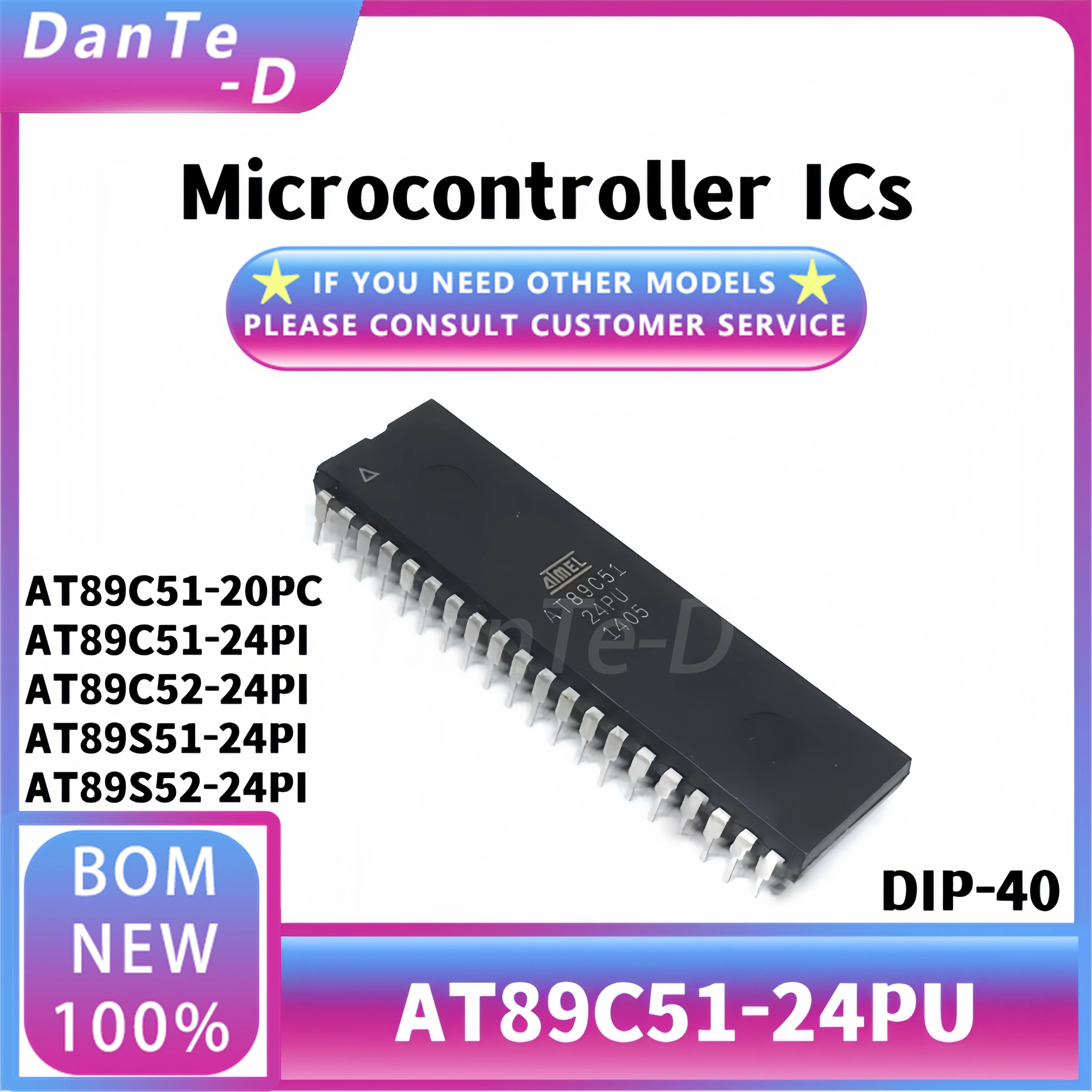 قابس مباشر ميكروكونترولر IC ، 89C52 89S51 89s520pc 24PI ، DIP40