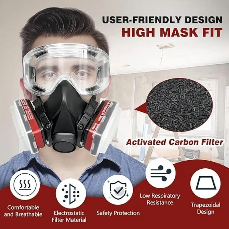 New 7-in-1/16-in-1 Black 6200 Dust Mask Half Face Respirator Spray Paint Organic Vapor Chemical Gas Filter Gas Mask Work Safety