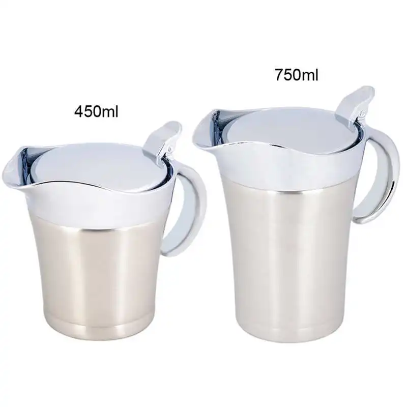 304 Stainless Steel Thermal Insulated Double Wall Sauce Gravy Boat Pot Serving Jug Sauce Gravy Pot