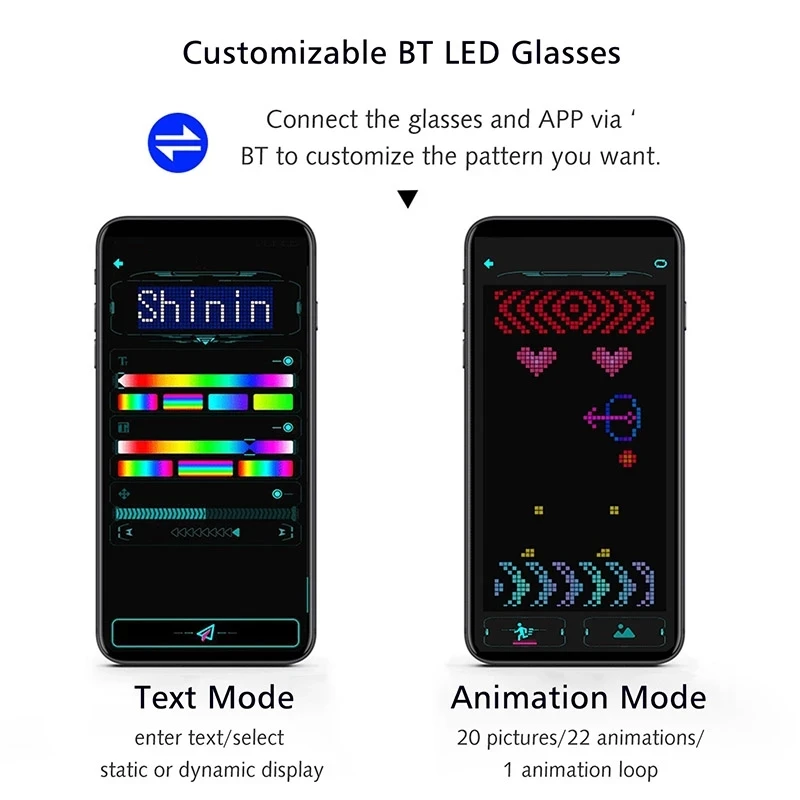 DIY LED Glasses Bluetooth App Control Luminous Rave Party Glasses Festival Gafas Led Electronic Shining Glasses Neon Party Light