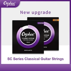 Orphee serie SC cuerdas de guitarra clásica, nailon transparente, cobre Chapado en plata, tensión dura/Normal 028-043/028-045