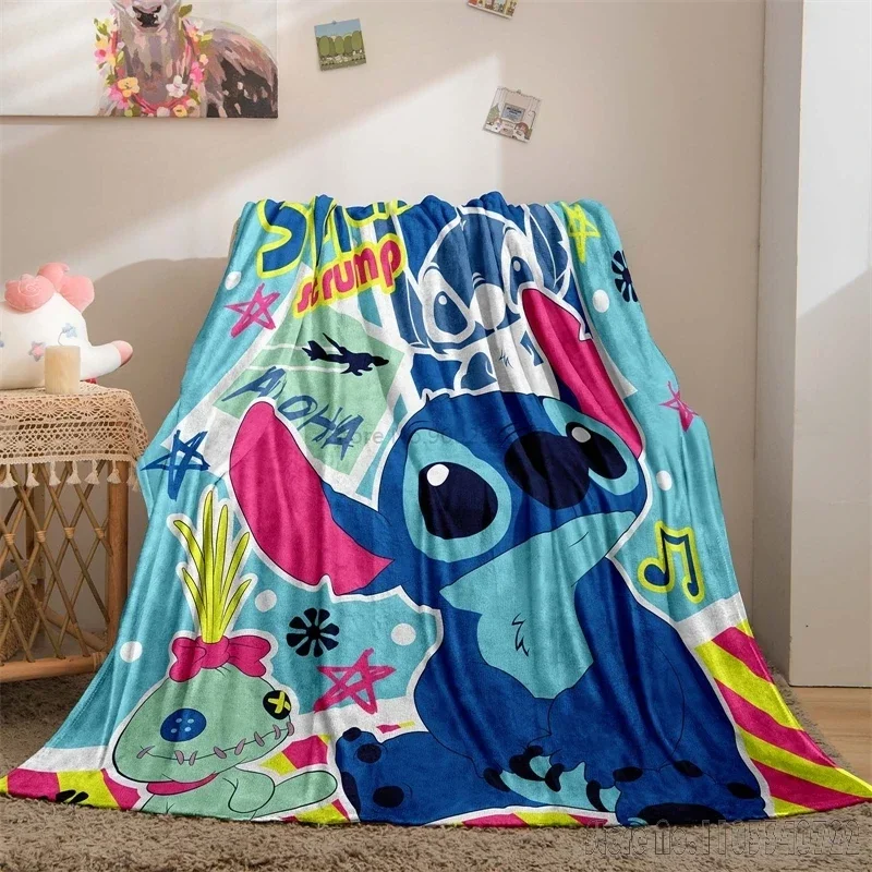 Disney Cartoon 3d Stitch Home Cute Kids Blanket Throw for Bed Sofa Decor Fleece Nap Blankets Boys Girls Children Gift