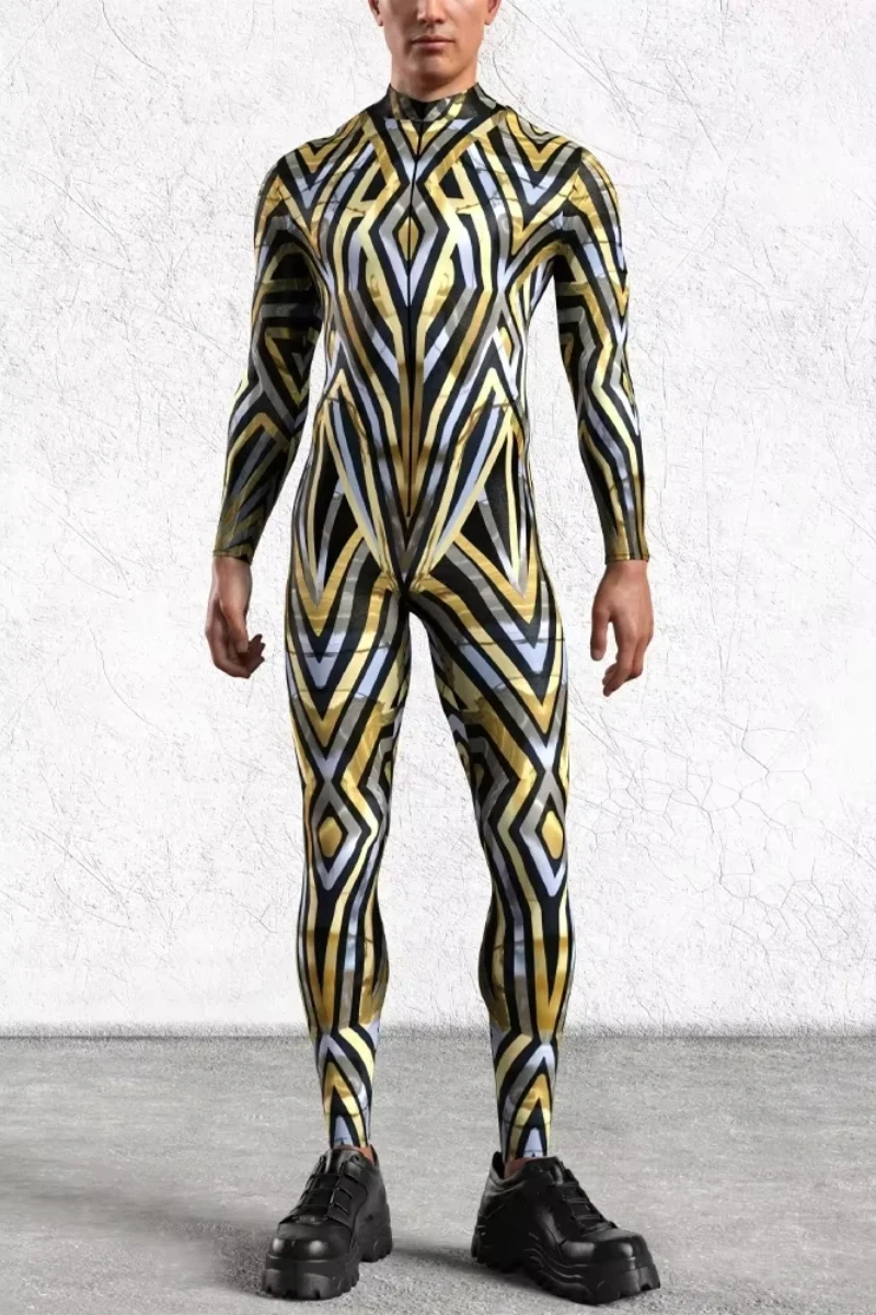 

Men 3D Print Cyber Catsuit Punk Morphsuit Halloween Robot Cosplay Jumpsuits Zentai Suit Holiday Party Rave Cycling Bodysuit
