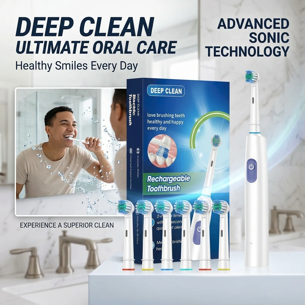 Electric Toothbrush Set round Head Rotating Fully Automatic Sound Wave Soft Bristle Waterproof Magnetic Levitation 5 Level Adjus