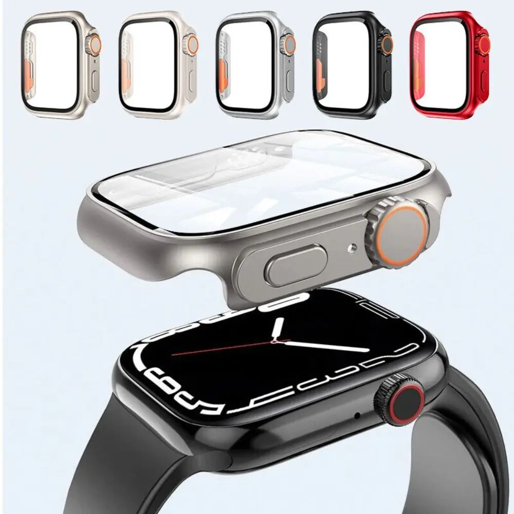 Appearance Upgrade Upgrade Case Screen Protector Change to Ultra Case PC Tempered Cover For Apple Watch 8 7 6 5 4 SE