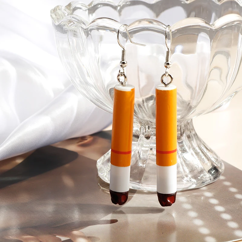 Personalized Simulation Cigarette Earrings Fashion Creative Funny Cigarette Butt Earring for Women